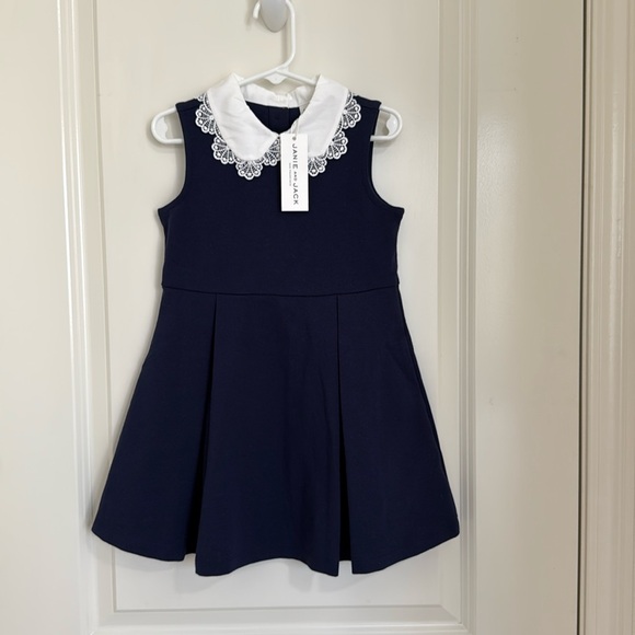 Janie and Jack Other - Janie and Jack Blue and White Pleated A-Line Dress with Peter Pan Collar - NWT